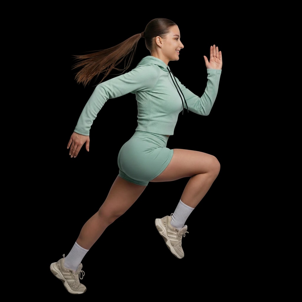 Fitness trenerica Sara u stretching pozi