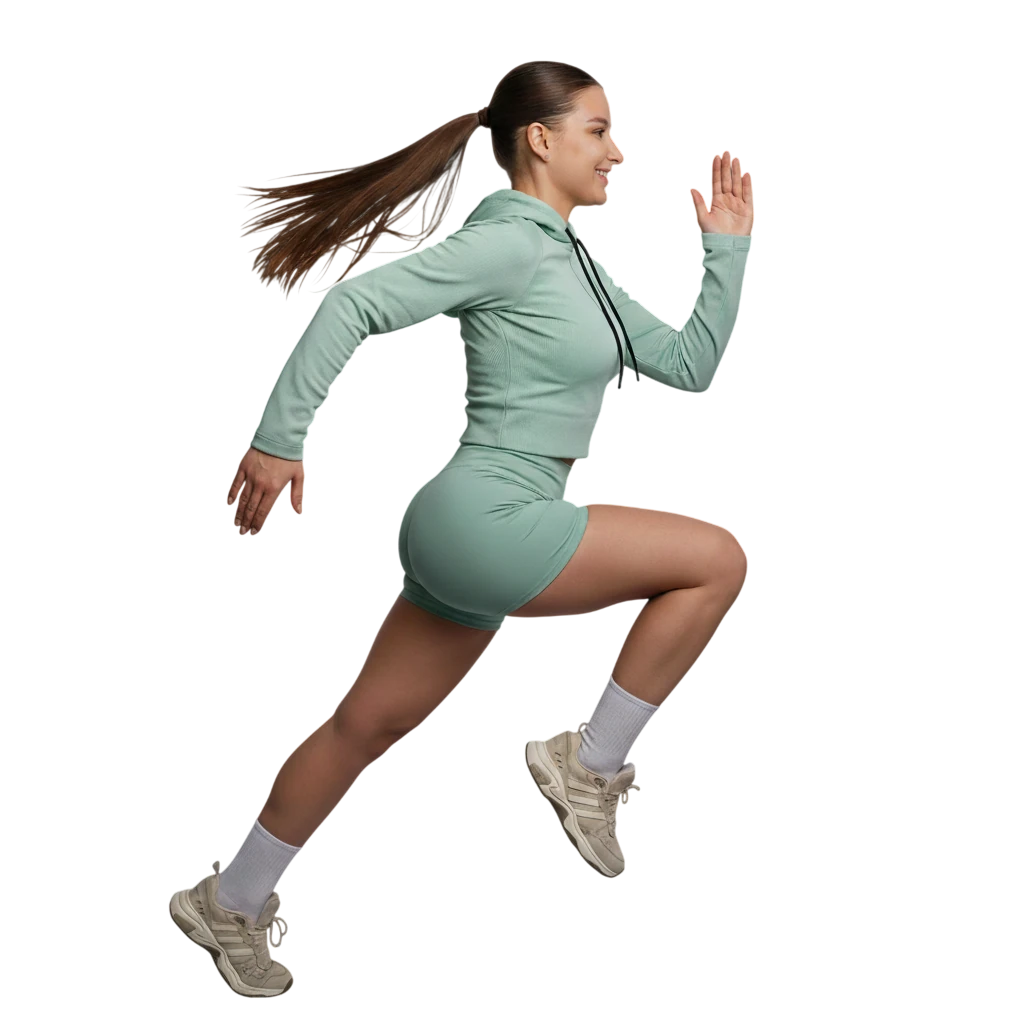 Fitness trenerica Sara u stretching pozi